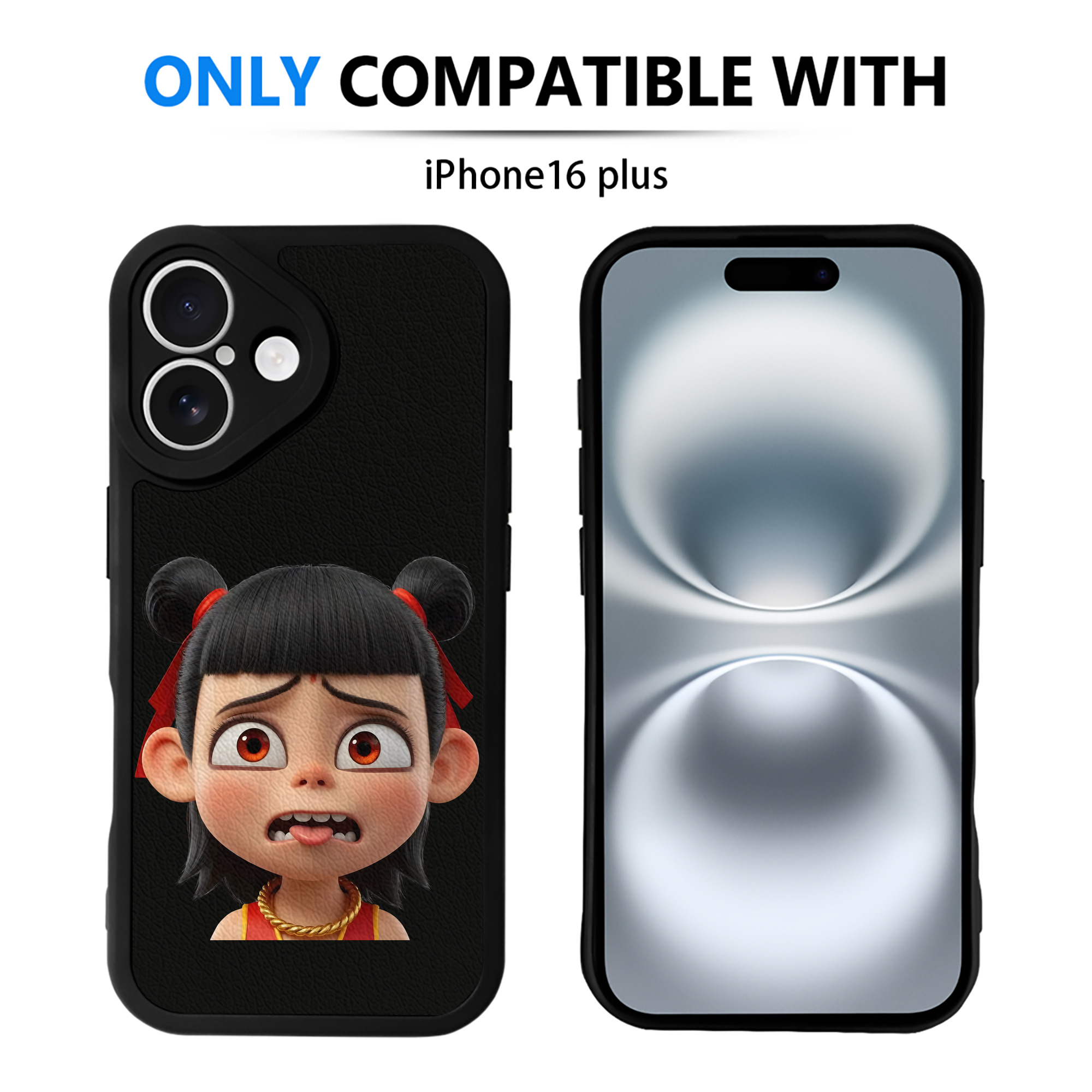 （画像用） Ne Zha 2 ナタ 魔童の大暴れ 【iPhone 16シリーズ対応】シリコンスマホケース（レザー調） 材質：シリコン